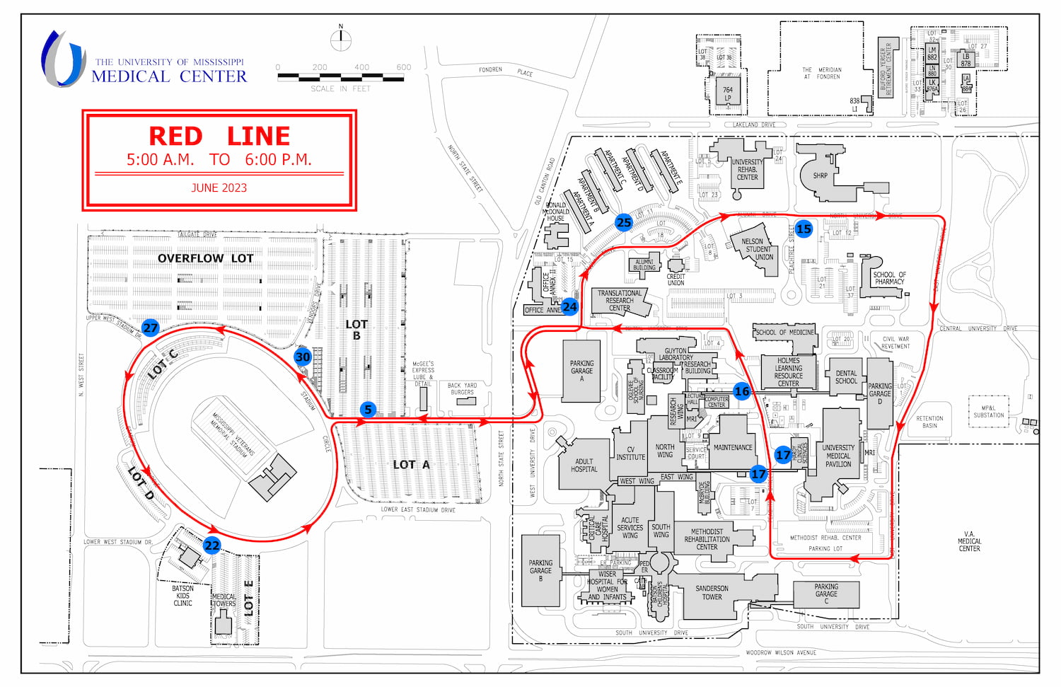 UMMC Parking Zones Map - click below for full image long description.