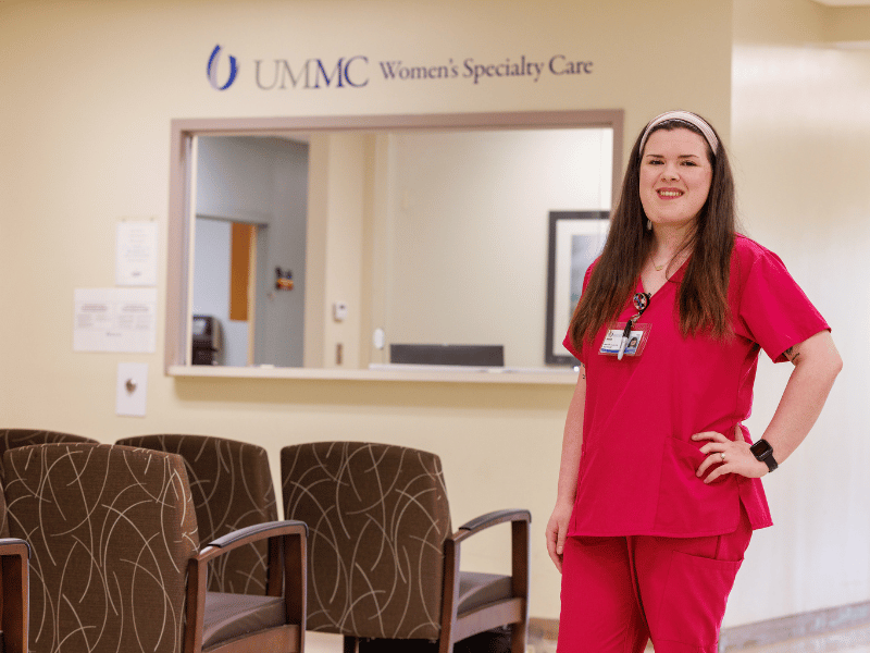 Medical office assistant Hannah Lambert greets patients at UMMC's Women's Specialty Care clinic at the Jackson Medical Mall.
