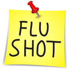 Sticky note with Flu Shot written on it.