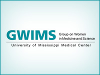 GWIMS logo: GWIMS Group on Women in Medicine and Science, University of Mississippi Medical Center