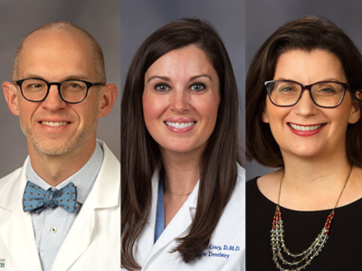 Portraits of Drs. Zeb Henson, Sara Jane McCrary and Erin Norcross