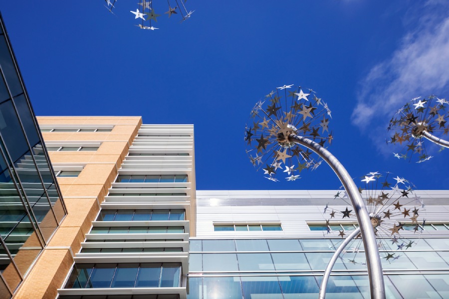 Dandelion sculpture outside Sanderson Tower at Children's of Mississippi Hospital.