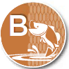 Level B, Bigmouth bass wayfinding logo.