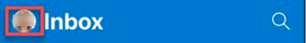 Inbox button with profile picture highlighted.