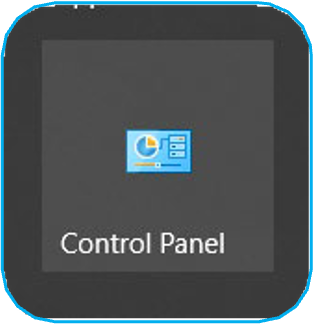 Computer screen showing the Control Panel icon with a pie chart graphic and the label "Control Panel."