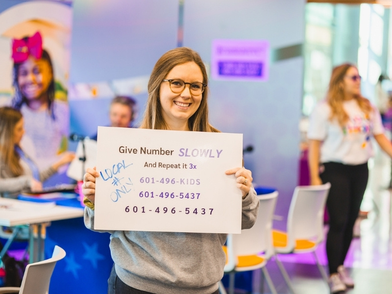 Children's Miracle Network Hospitals specialist Madison Stephens reminds broadcasters of the numbers to call.