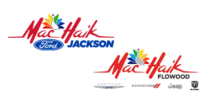 Logos for Mac Haik Jackson and Mac Haik Flowood Chrysler Dodge Jeep Ram.