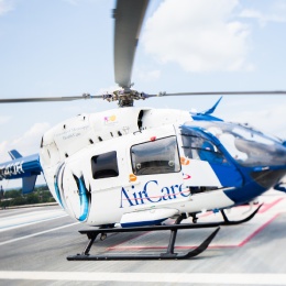 Aircare helicopter emergency transport lands.