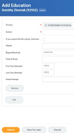 Add-Education form example