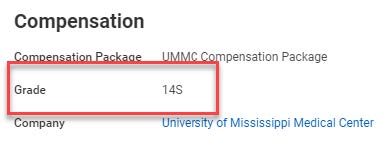 Compenation dislog box with pay grade of 14S highlighted.