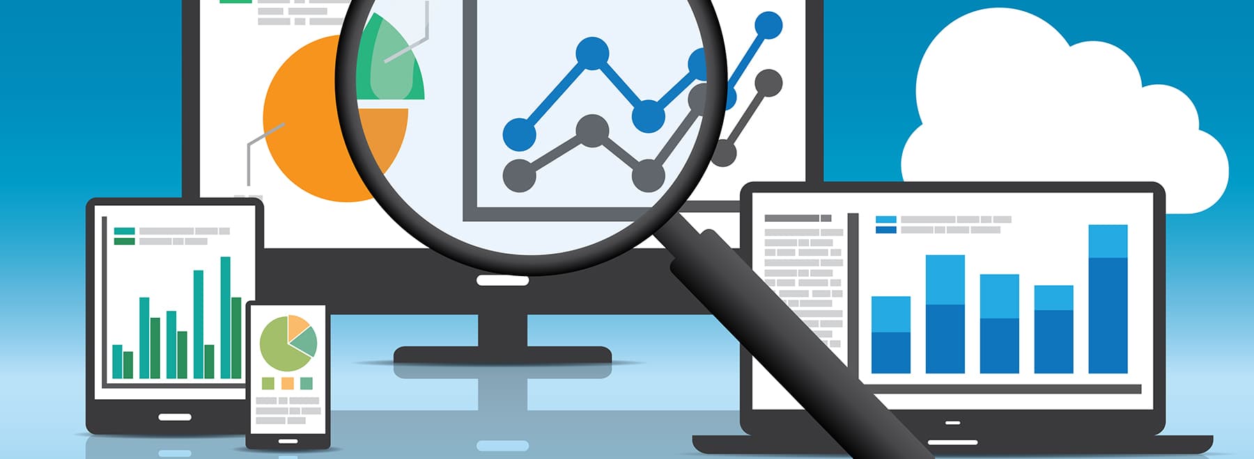 Graphic illustration of different types of data analysis.