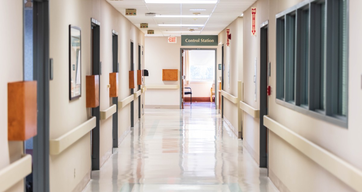 Hallway to in-patient sleep study rooms.