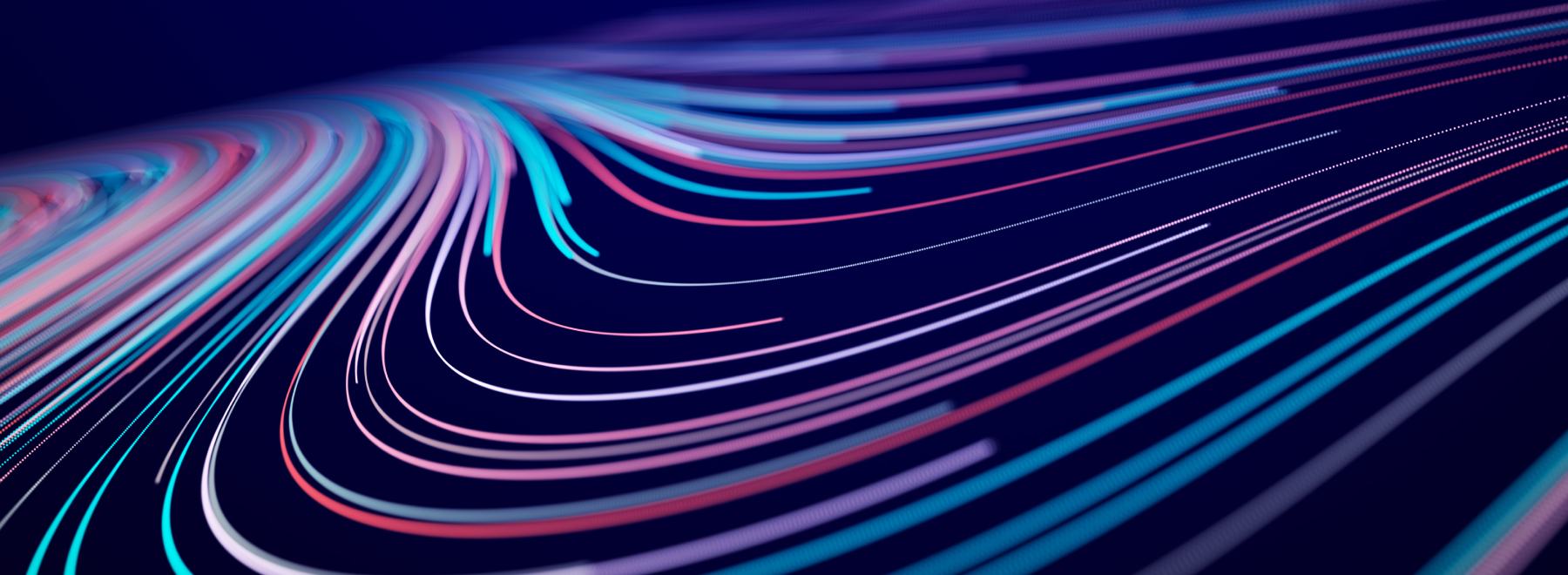 Futuristic network rendering of smooth, multicolored lines.
