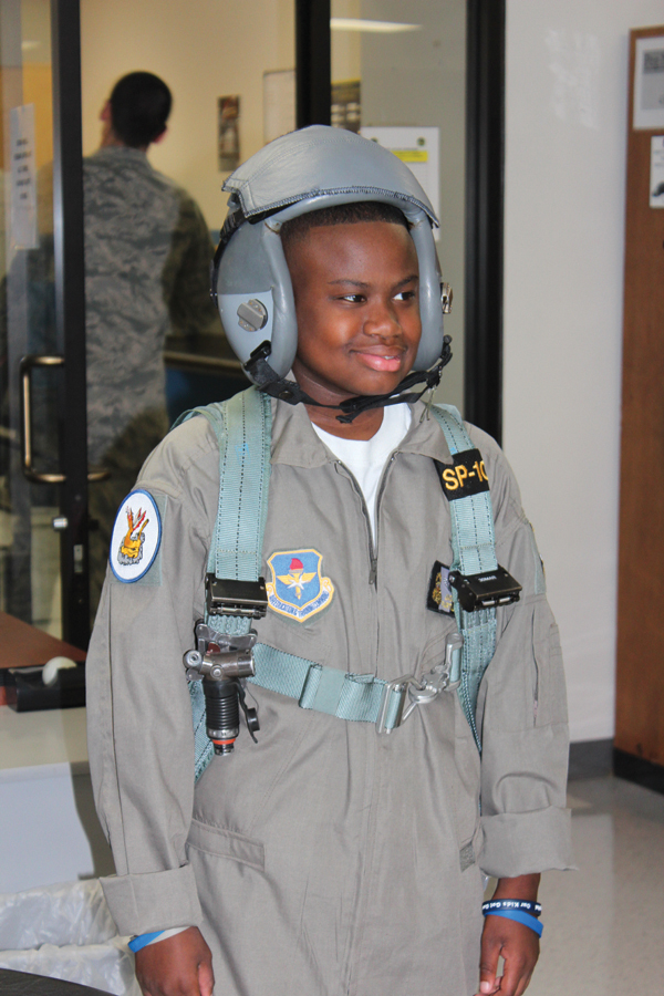 Jacob trains as a "Pilot for a Day" with the 14 Flying Training Wing at Columbus Air Force Base.