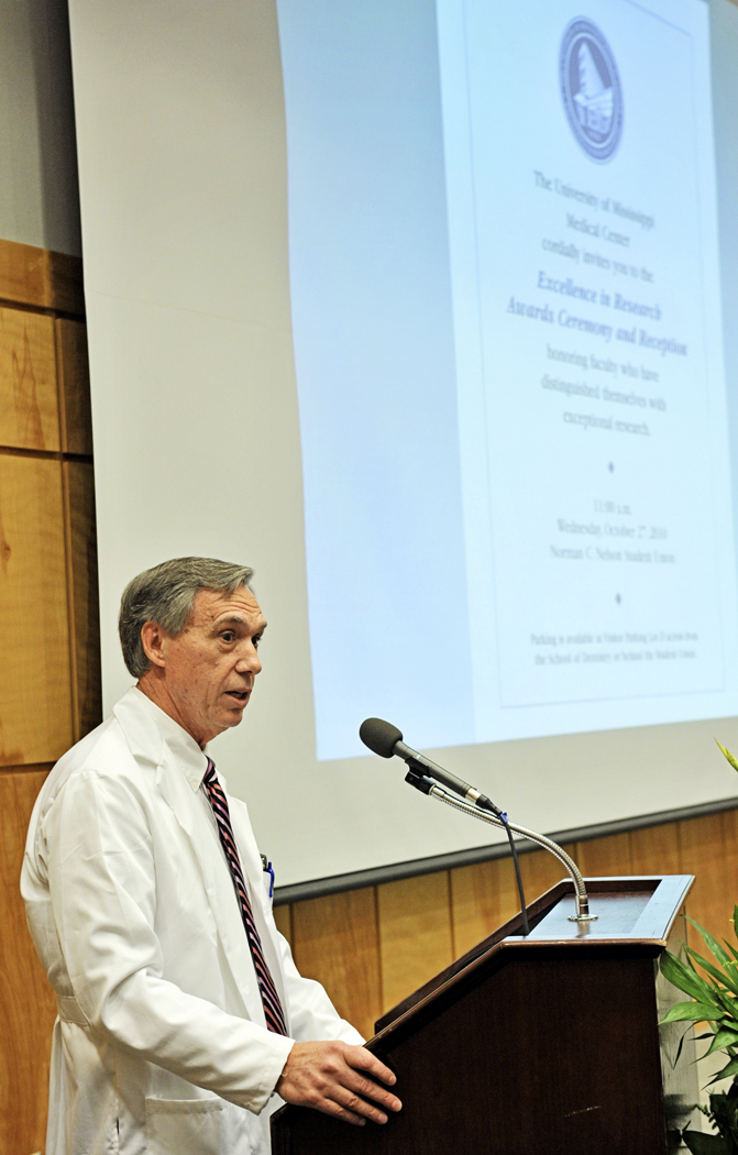 Dr. John Hall at the Excellence in Research Awards