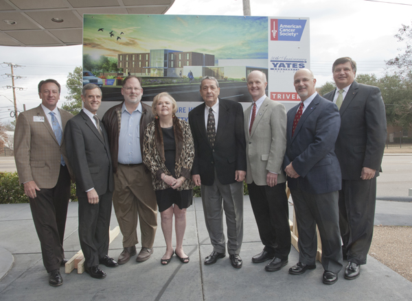 Helping to announce a $3 million donation from the Gertrude C. Ford Foundation toward construction of the new American Cancer Society Gertrude C. Ford Hope Lodge in Jackson are (from left) Baptist Hospital Chief Executive Officer Chris Anderson; St. Dominic Hospital Chief Executive Officer Claude Harbarger; Ford Foundation directors John Lewis, Cheryle Sims and Tom Papa; Dr. Charles O'Mara, UMMC associate vice chancellor for clinical affairs; Kelly Doss, ACS executive vice president; and Jerry Host, Trustmark Bank CEO and co-chair of the Hope Lodge fundraising campaign.