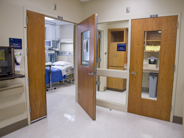 A UMMC patient isolation room with connected ante room
