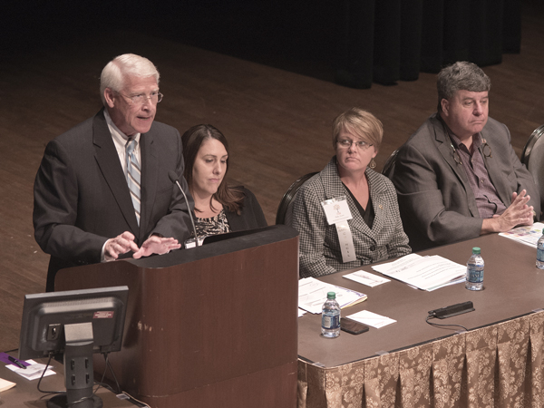 U.S. Sen. Roger Wicker addresses a general session of the 16th Annual Conference on Alzheimer's Disease and Psychiatric Disorders in Older Adults at the MSU Riley Center in Meridian on Wednesday. Wicker participated in a panel discussion on state and national legislative action that focuses on dementia.