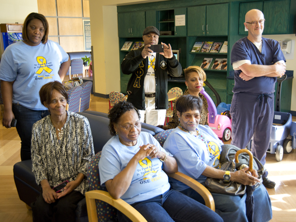 Friends, family and UMMC staff members were on hand to celebrate Aiden's ringing-out ceremony.