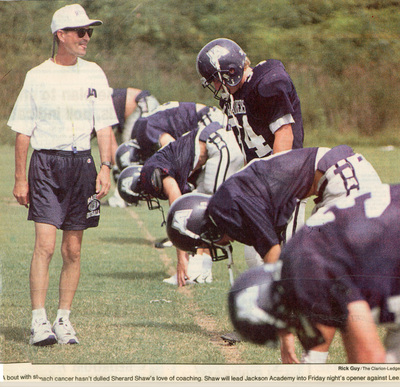 Shaw coached baseball and football over 14 seasons at Pillow Academy, Brandon Academy, and Jackson Academy.