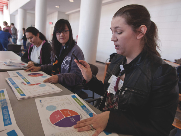 Bidwell, right, during a Community Health Advocate training session at the Student Union