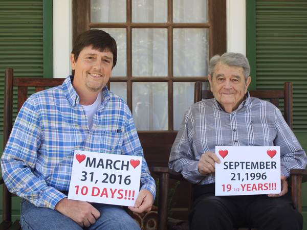 Brad Fitzgerald, left, and his father Nick had heart transplants nearly 20 years apart.