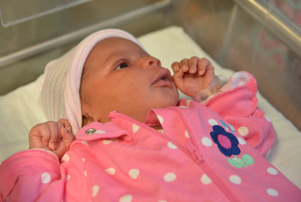 Ja-Nya Wesley is the first baby born at UMMC in 2016.