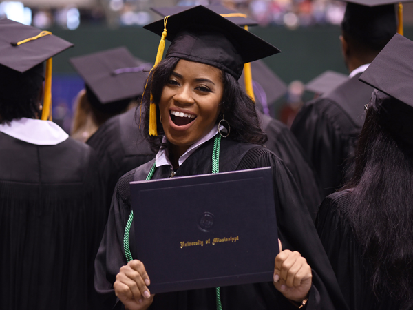 Luressie Jones of Isola celebrates earning her bachelor of science in medical laboratory science from the School of Health Related Professions.