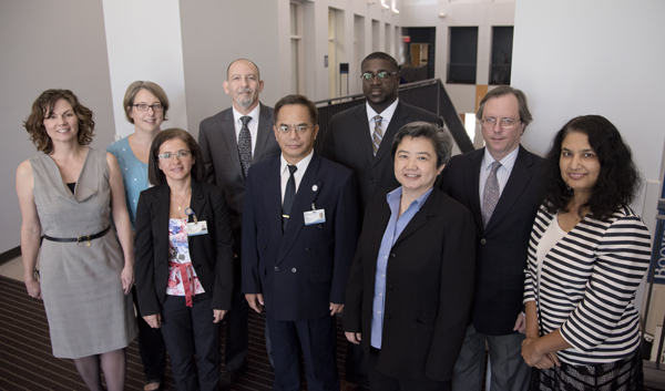 Gold medallion awardees from left, Dr. Gwen Windham, Dr. Donna Platt, Dr. Jussara do Carmo, Dr. Wael ElShamy, Dr. Xiu Liu, Dr. Jan Michael Williams, Dr. Lir-Wan Fan, Dr. Brian Akerley and Dr. Radhika Pochampally. Not Pictured is Dr. Ji Li.