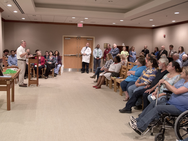 David Wilbanks, father of organ donor Walker Wilbanks, speaks to donor families during the annual Wall of Heroes ceremony at UMMC Friday.