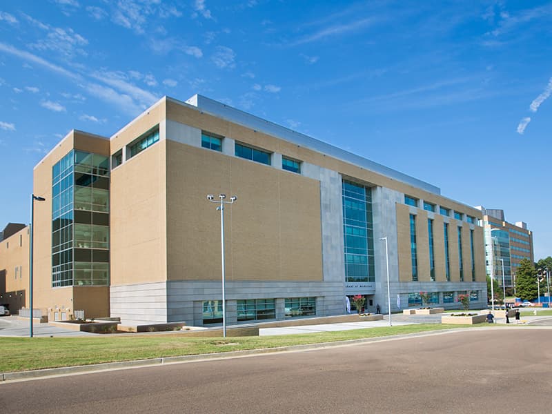 The new School of Medicine at the University of Mississippi Medical Center stands five floors high and has square footage of about 151,000 feet.