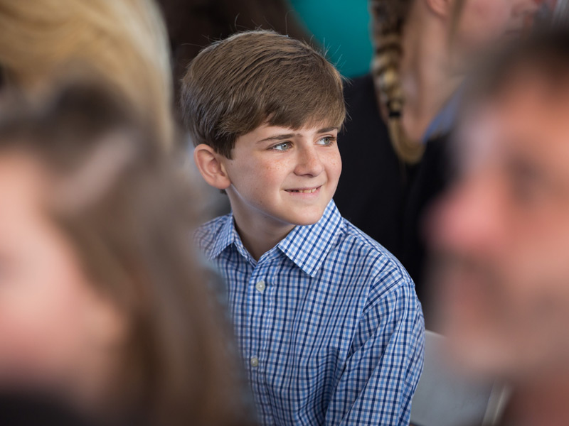 Felton Walker, a Batson Children's Hospital patient, smiles during the groundbreaking ceremony Friday.