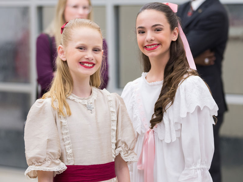 Marie is shown in a party dress (Frances Claire Jackson) and in a white gown (Faith Merkh). The two dancers were part of Ballet Mississippi's performance Tuesday at Batson Children's Hospital. 