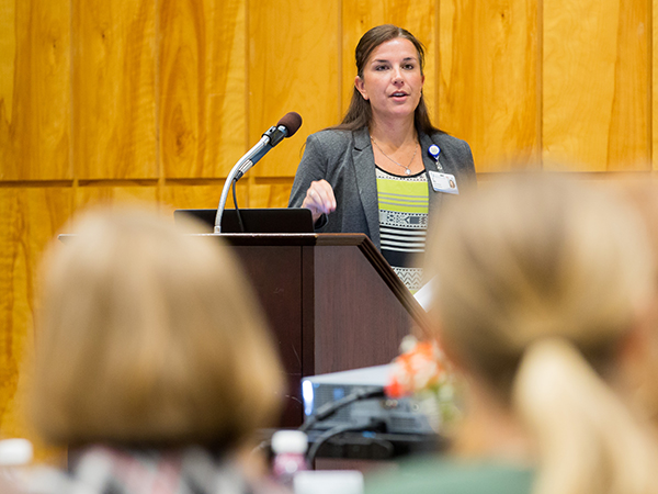 Didion speaks to workshop attendees about communication styles.