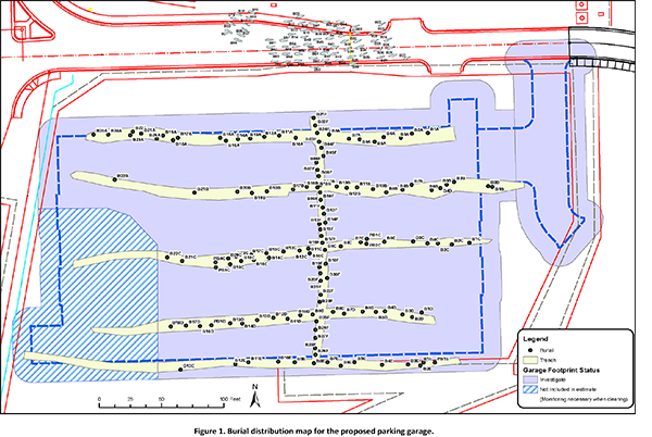 A 2014 scan of the proposed area for a new parking garage revealed as many as 1,000 buried former asylum patients.