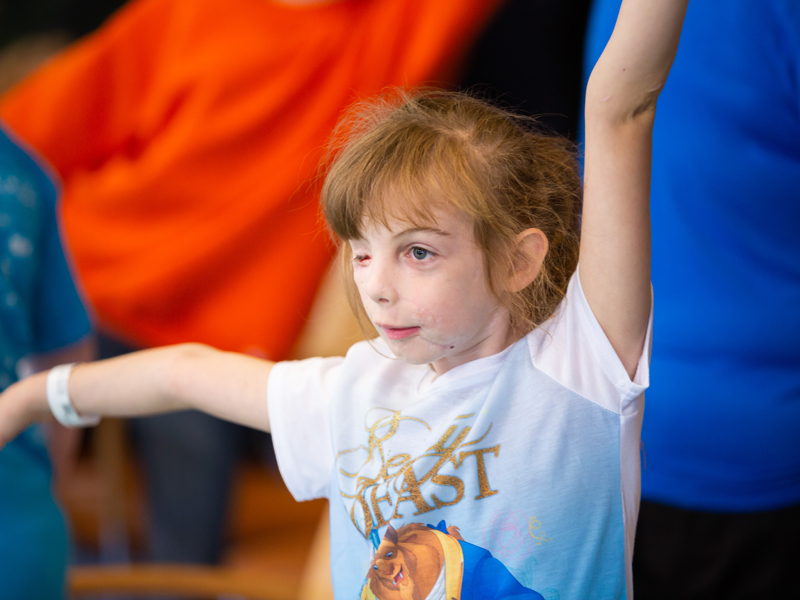 Children's of Mississippi patient Victoria Wilcher of Crystal Springs practices her ballet moves in a dance lesson at the Batson Children's Hospital lobby.