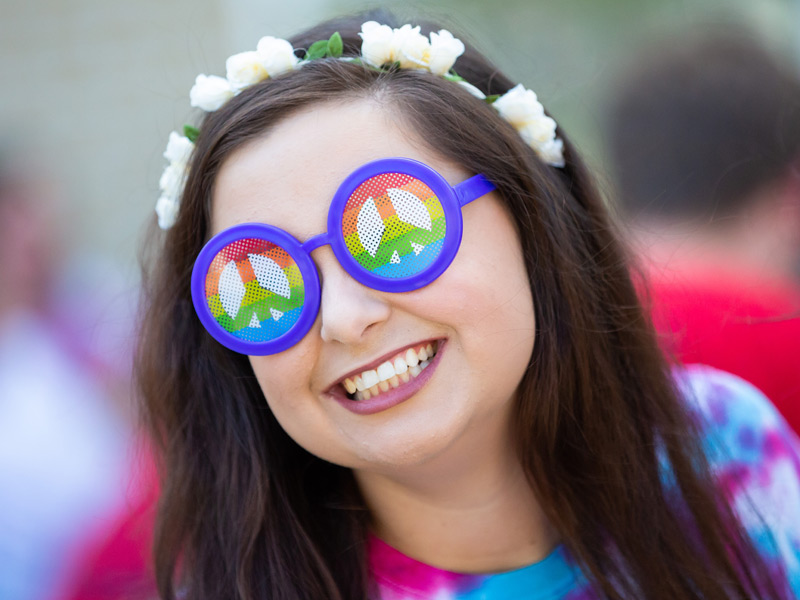 Kidney Stoner and registered nurse from 2 South, Lacey Walker, shows off her flower power before the races.