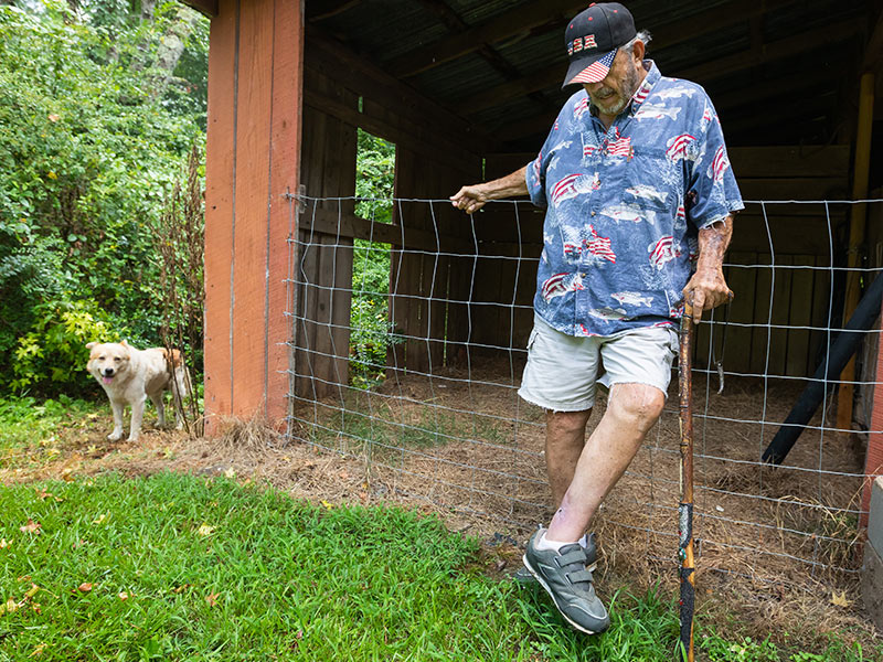 Gustafson remembers the day that Bobo the donkey severely bit him in the calf and ankle.