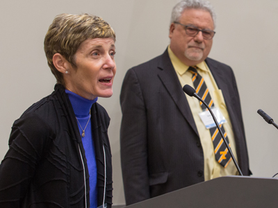 Dr. Laura Levy, vice president for research at Tulane, welcomes conference attendees.