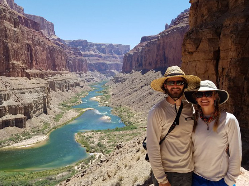 William Salaun and Katherine Kratina, a veterinary medicine student at the University of Florida and Salaun’s fiancé, set down their oars for a moment to take in the view.