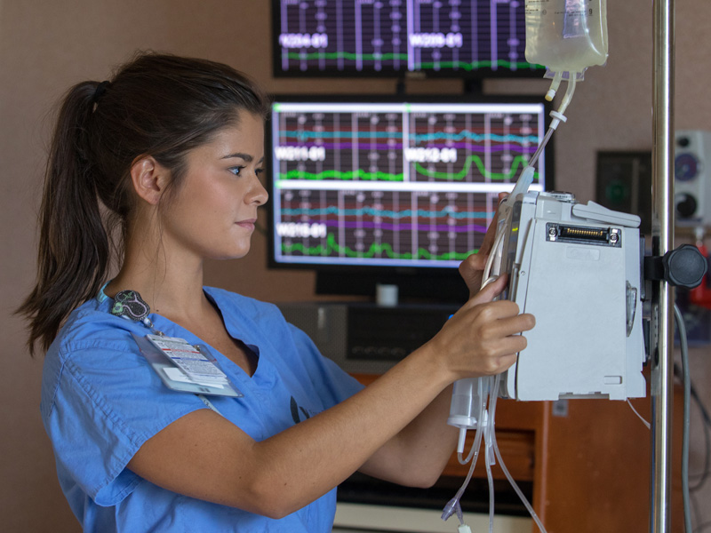 In her senior year of nursing school, Jordan Willmes is taking part in clinical training in obstetrics at Wiser Hospital for Women and Infants.