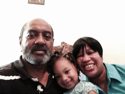 Lucious Thomas and wife Tammy with their granddaughter Ivyanna Thomas.