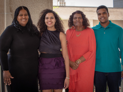 Portrait of Denise Powell's family on Match Day.