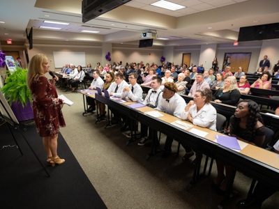 Faye Culpepper of Mississippi Department of Rehabilitation Services shares a message with the Project SEARCH graduates.