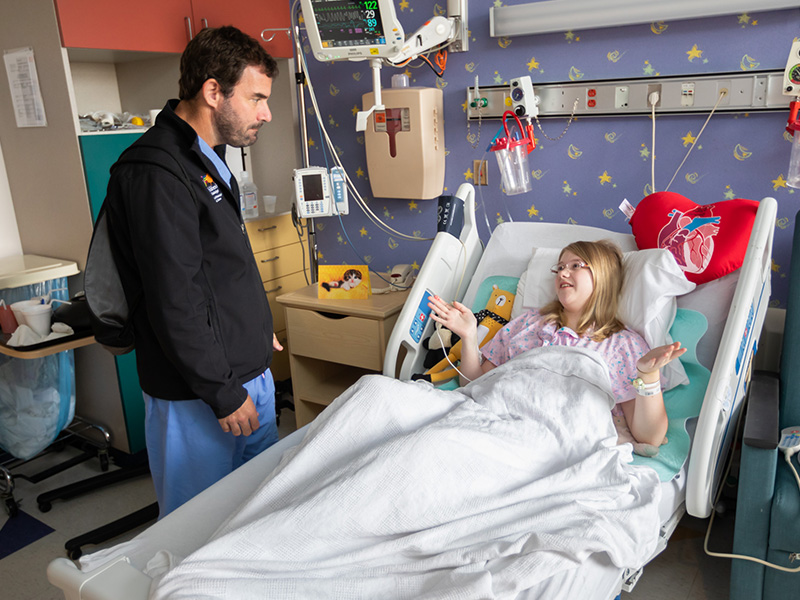 Bailey Sanderford of Hattiesburg gets a visit from her heart surgeon, Dr. Brian Kogon.  