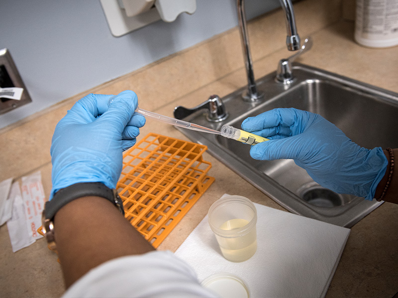 Staff at UMMC's Express Personal Health clinic collect samples including blood and urine from patients receiving free HIV testing.