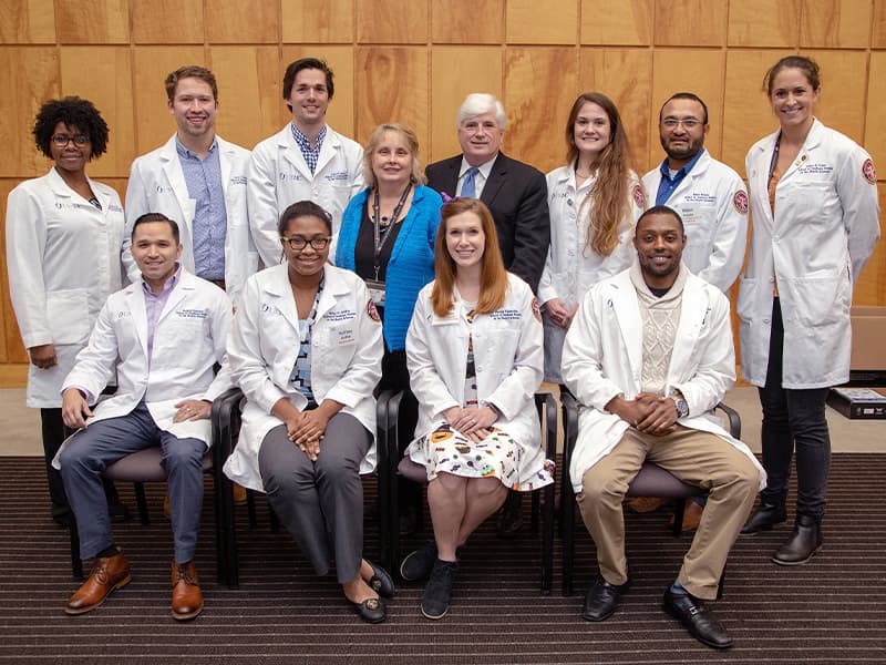 Graduate Student Research Day winners, bottom row from left: Ezekiel Gonzalez-Fernandez, Ashley Griffin, Hannah Turbeville and Tyler Lomax, top row: Stacee Naylor, Owen Herrock, Kyle Moore, Distinguished Alumna Dr. Barbara Alexander, Dean Joey Granger, Alexandra Huffman, Bibek Poudel and Laura Coats. Not Pictured: Jacob Crouch and John Aaron Howell.