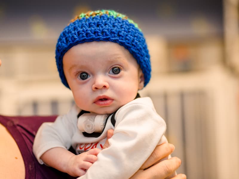 Children's of Mississippi patient Silas McKinney of Collinsville is taking in the wonder of his first Christmas.