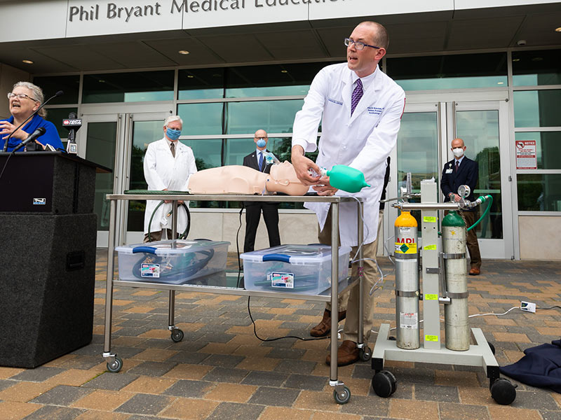 Dr. Charles Robertson, assistant professor of anesthesiology, has built ventilators to use at the Medical Center in case of a shortage during the COVID-19 pandemic.