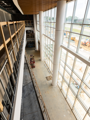 Construction continues on the lobby of the expansion of the state's only children's hospital at UMMC.